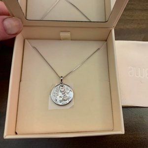 Sold Out AWE INSPIRED Gaia Pendant - Silver with Box Chain - NIB!